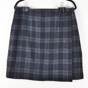 Style & Co.Petite Vintage Grey Plaid 70% Wool Plaid Wrap Mini Skirt Sz14P